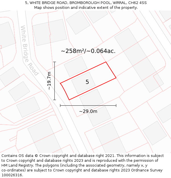 5, WHITE BRIDGE ROAD, BROMBOROUGH POOL, WIRRAL, CH62 4SS: Plot and title map