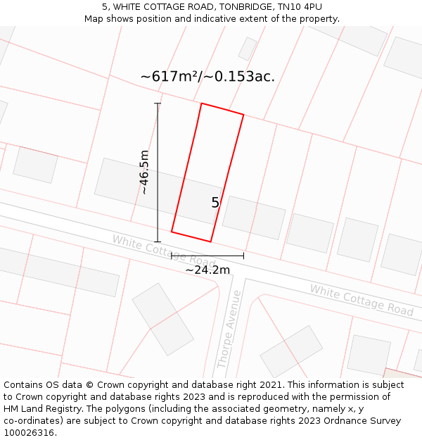 5, WHITE COTTAGE ROAD, TONBRIDGE, TN10 4PU: Plot and title map