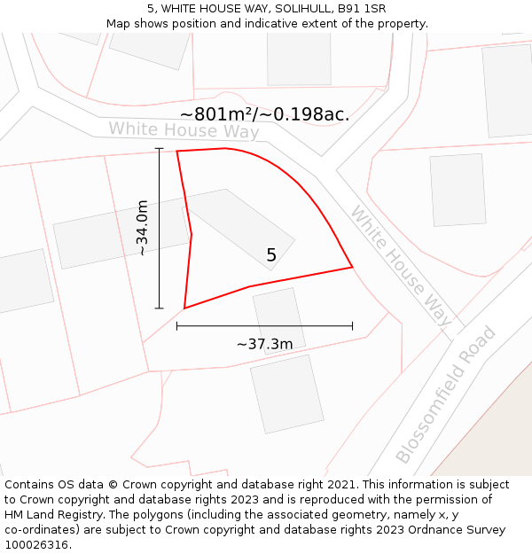 5, WHITE HOUSE WAY, SOLIHULL, B91 1SR: Plot and title map