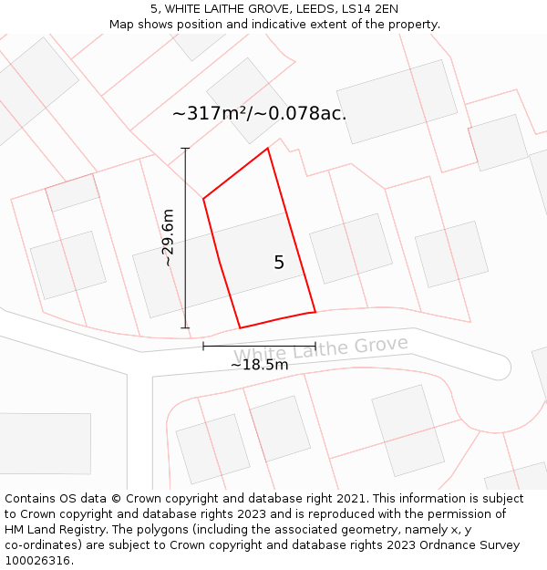 5, WHITE LAITHE GROVE, LEEDS, LS14 2EN: Plot and title map