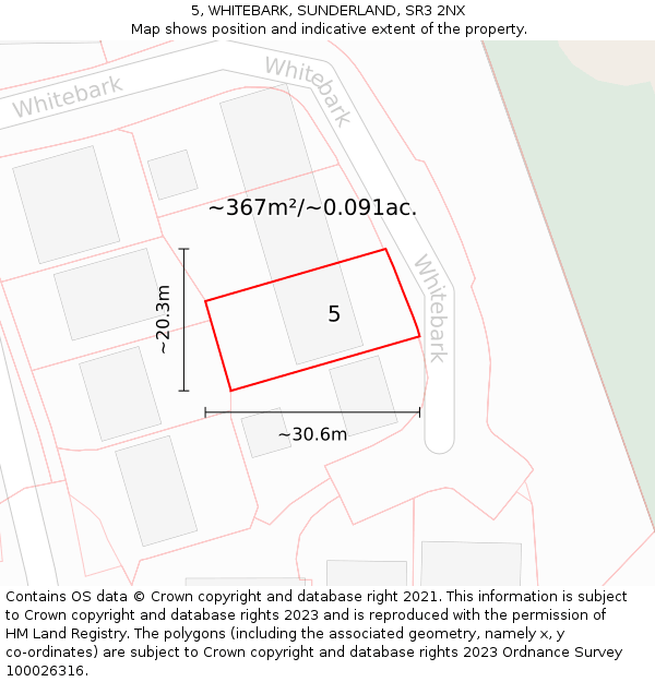 5, WHITEBARK, SUNDERLAND, SR3 2NX: Plot and title map