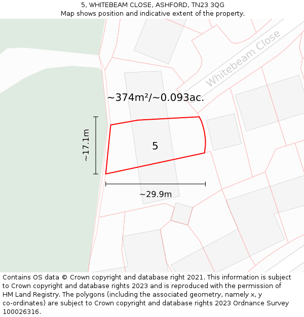 5, WHITEBEAM CLOSE, ASHFORD, TN23 3QG: Plot and title map