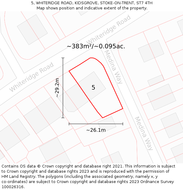 5, WHITERIDGE ROAD, KIDSGROVE, STOKE-ON-TRENT, ST7 4TH: Plot and title map