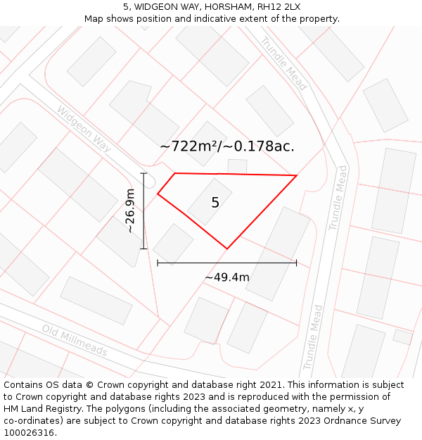 5, WIDGEON WAY, HORSHAM, RH12 2LX: Plot and title map