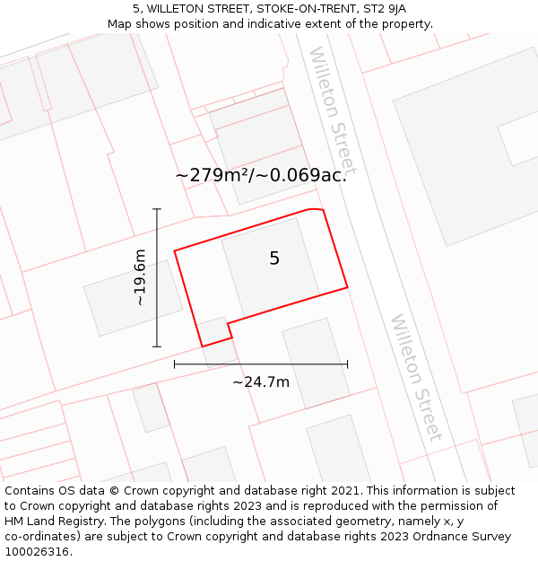 5, WILLETON STREET, STOKE-ON-TRENT, ST2 9JA: Plot and title map