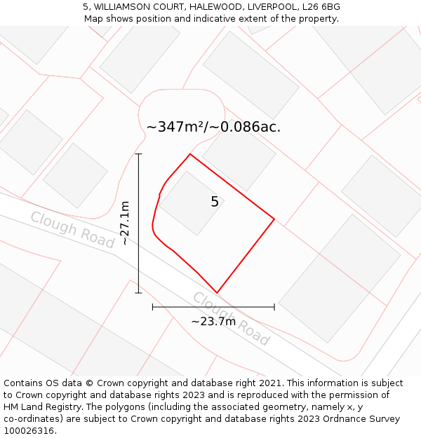 5, WILLIAMSON COURT, HALEWOOD, LIVERPOOL, L26 6BG: Plot and title map