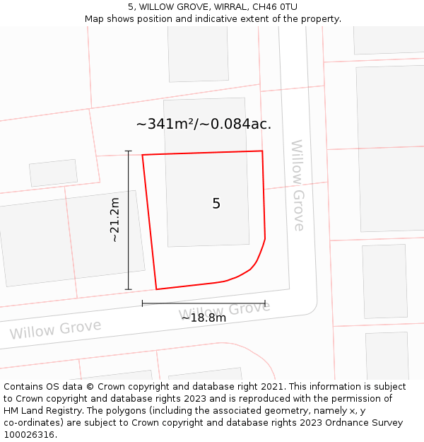 5, WILLOW GROVE, WIRRAL, CH46 0TU: Plot and title map