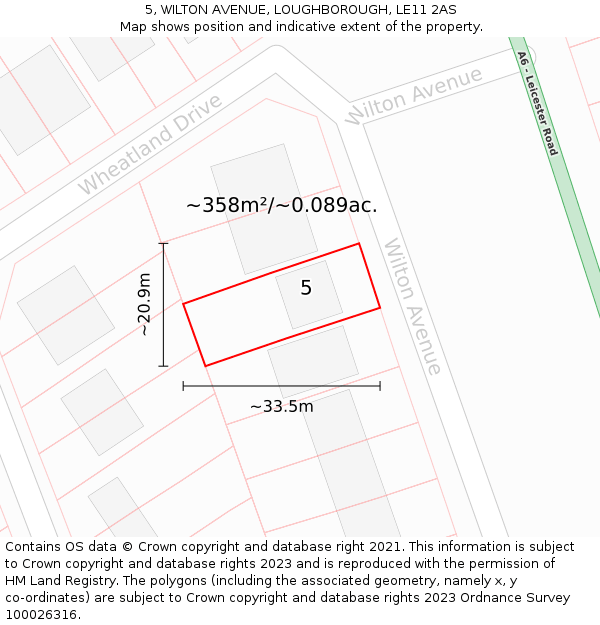 5, WILTON AVENUE, LOUGHBOROUGH, LE11 2AS: Plot and title map