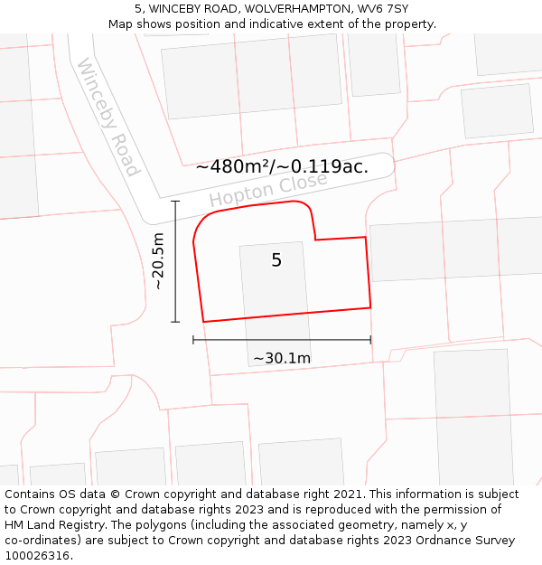 5, WINCEBY ROAD, WOLVERHAMPTON, WV6 7SY: Plot and title map