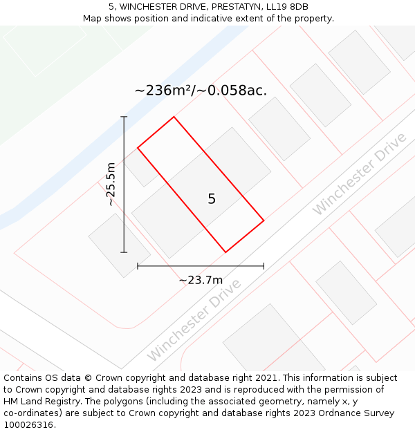 5, WINCHESTER DRIVE, PRESTATYN, LL19 8DB: Plot and title map