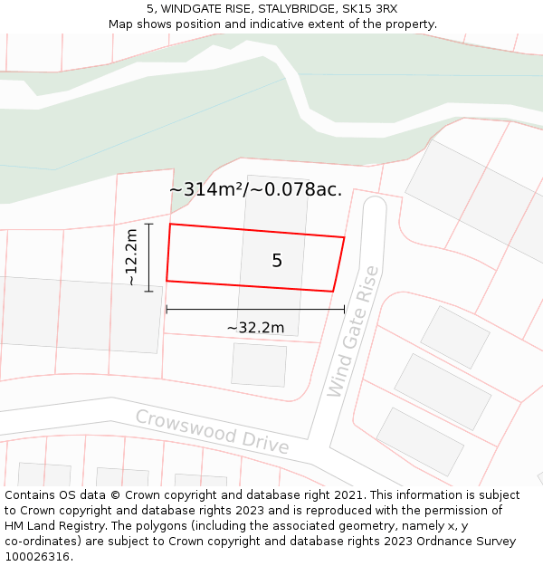 5, WINDGATE RISE, STALYBRIDGE, SK15 3RX: Plot and title map