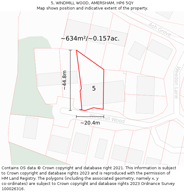 5, WINDMILL WOOD, AMERSHAM, HP6 5QY: Plot and title map