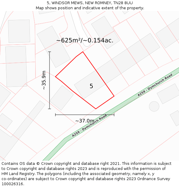 5, WINDSOR MEWS, NEW ROMNEY, TN28 8UU: Plot and title map