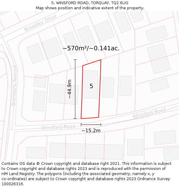 5, WINSFORD ROAD, TORQUAY, TQ2 6UG: Plot and title map