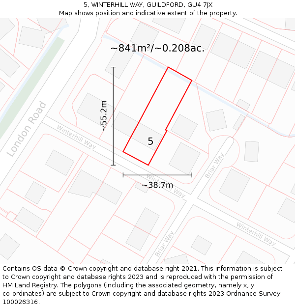 5, WINTERHILL WAY, GUILDFORD, GU4 7JX: Plot and title map