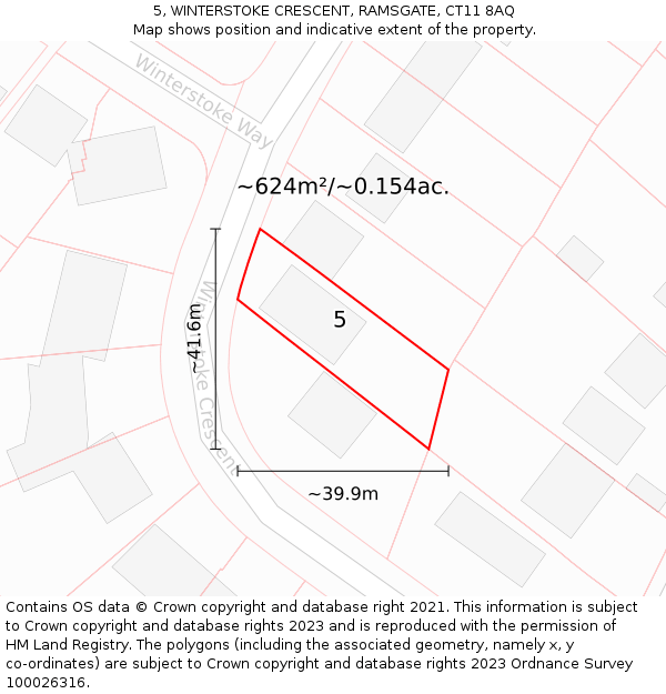 5, WINTERSTOKE CRESCENT, RAMSGATE, CT11 8AQ: Plot and title map