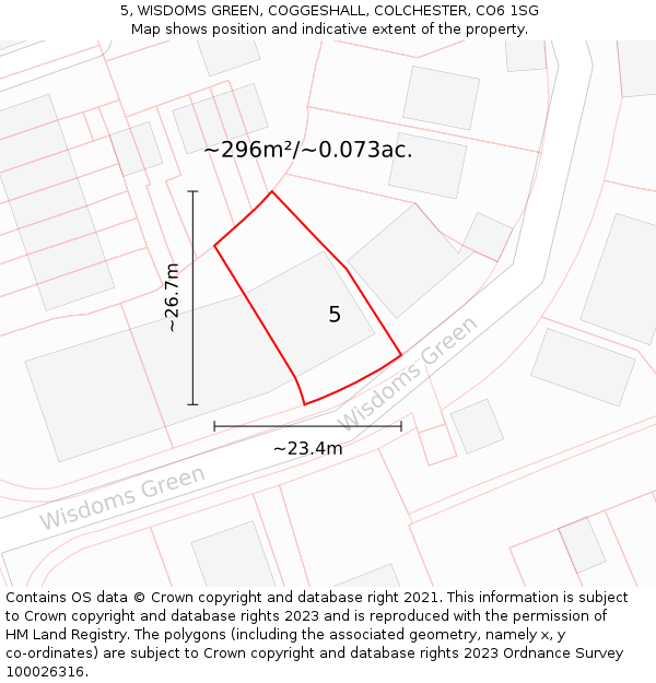 5, WISDOMS GREEN, COGGESHALL, COLCHESTER, CO6 1SG: Plot and title map