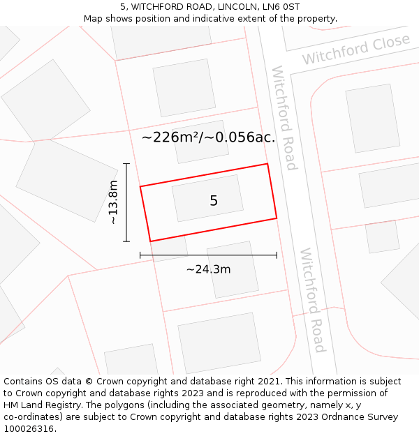 5, WITCHFORD ROAD, LINCOLN, LN6 0ST: Plot and title map