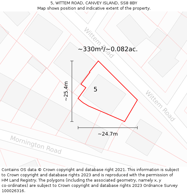 5, WITTEM ROAD, CANVEY ISLAND, SS8 8BY: Plot and title map