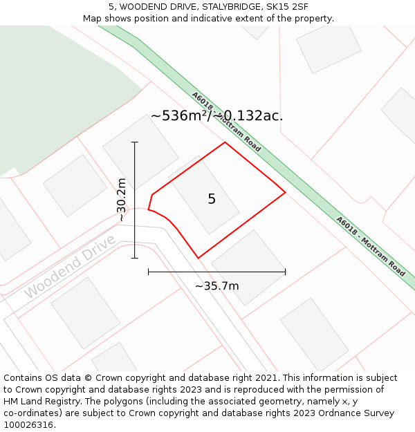 5, WOODEND DRIVE, STALYBRIDGE, SK15 2SF: Plot and title map