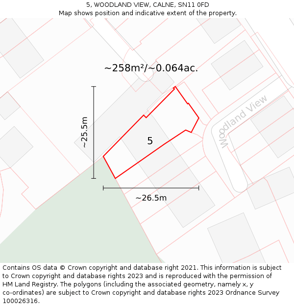 5, WOODLAND VIEW, CALNE, SN11 0FD: Plot and title map