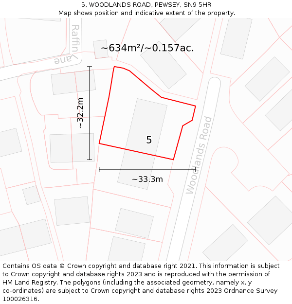 5, WOODLANDS ROAD, PEWSEY, SN9 5HR: Plot and title map