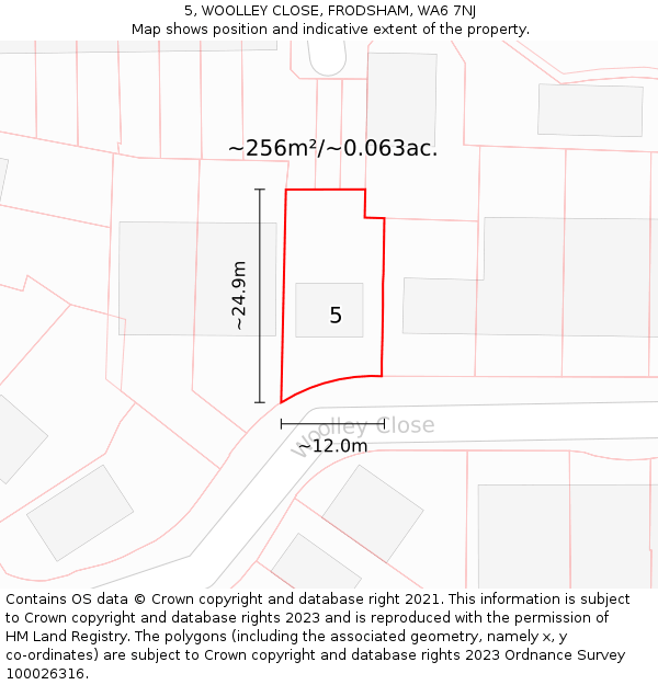 5, WOOLLEY CLOSE, FRODSHAM, WA6 7NJ: Plot and title map