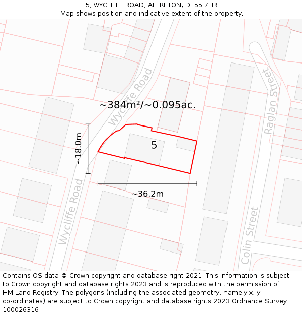 5, WYCLIFFE ROAD, ALFRETON, DE55 7HR: Plot and title map