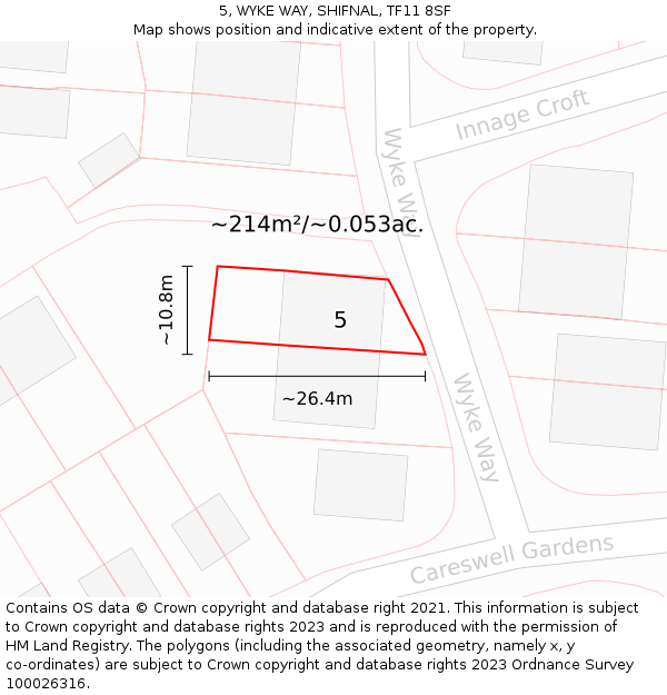 5, WYKE WAY, SHIFNAL, TF11 8SF: Plot and title map