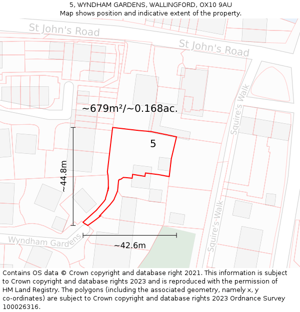 5, WYNDHAM GARDENS, WALLINGFORD, OX10 9AU: Plot and title map