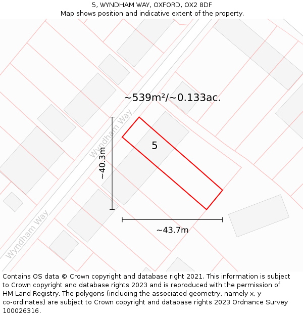 5, WYNDHAM WAY, OXFORD, OX2 8DF: Plot and title map