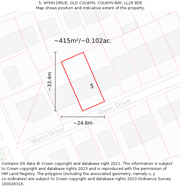 5, WYNN DRIVE, OLD COLWYN, COLWYN BAY, LL29 9DE: Plot and title map