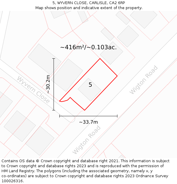 5, WYVERN CLOSE, CARLISLE, CA2 6RP: Plot and title map