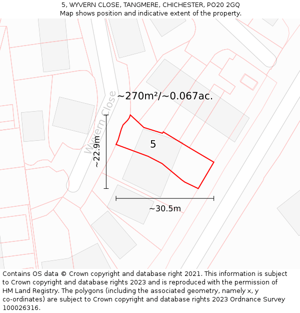 5, WYVERN CLOSE, TANGMERE, CHICHESTER, PO20 2GQ: Plot and title map