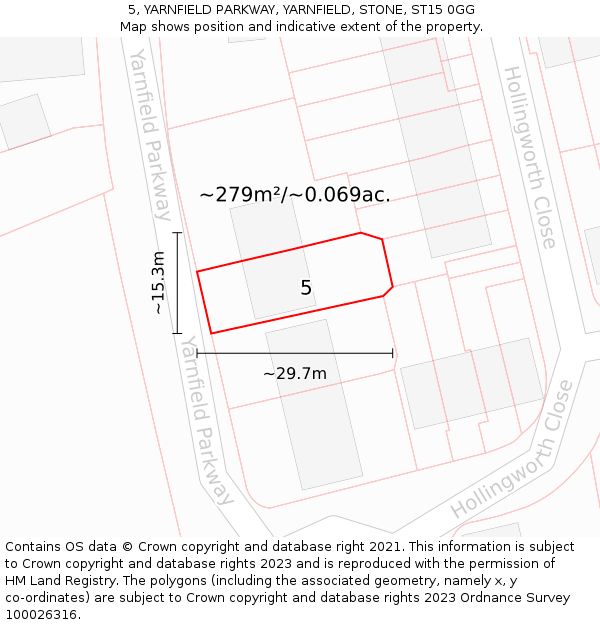 5, YARNFIELD PARKWAY, YARNFIELD, STONE, ST15 0GG: Plot and title map