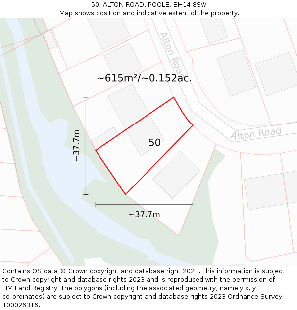 50, ALTON ROAD, POOLE, BH14 8SW: Plot and title map