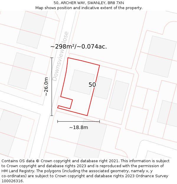 50, ARCHER WAY, SWANLEY, BR8 7XN: Plot and title map