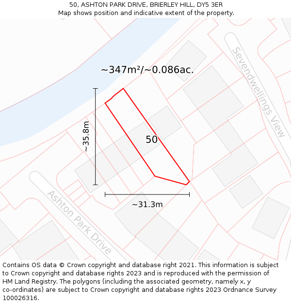 50, ASHTON PARK DRIVE, BRIERLEY HILL, DY5 3ER: Plot and title map