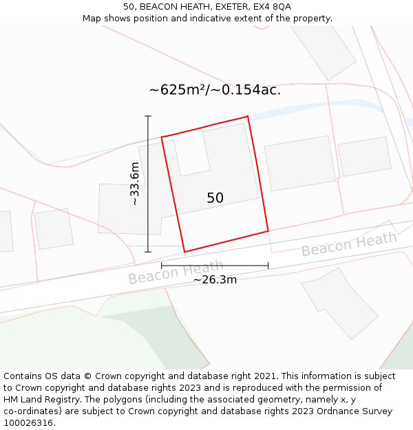 50, BEACON HEATH, EXETER, EX4 8QA: Plot and title map