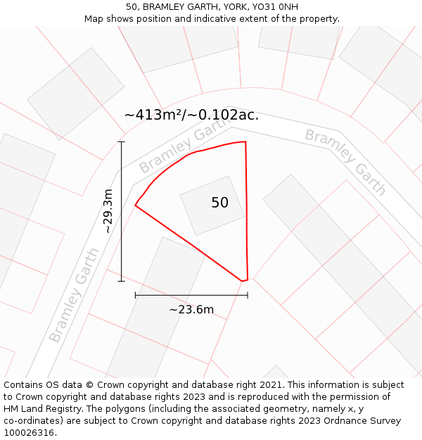 50, BRAMLEY GARTH, YORK, YO31 0NH: Plot and title map