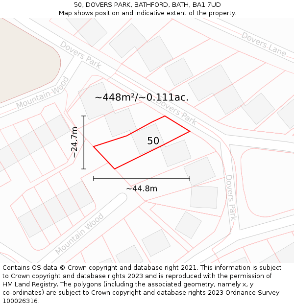 50, DOVERS PARK, BATHFORD, BATH, BA1 7UD: Plot and title map