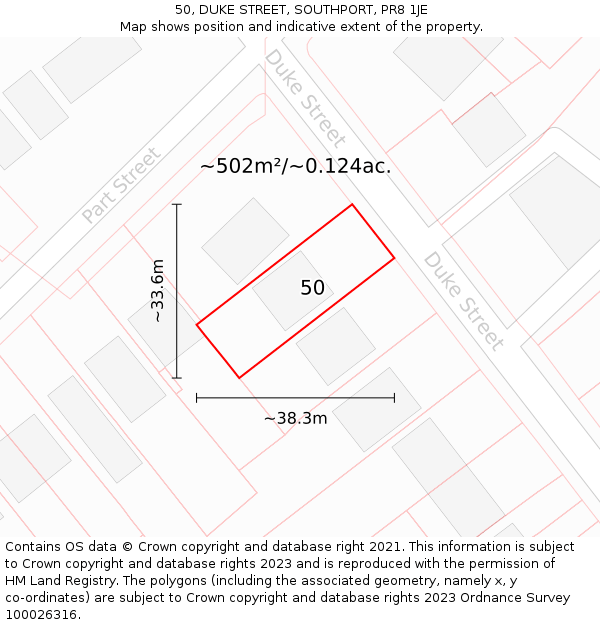 50, DUKE STREET, SOUTHPORT, PR8 1JE: Plot and title map