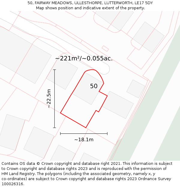 50, FAIRWAY MEADOWS, ULLESTHORPE, LUTTERWORTH, LE17 5DY: Plot and title map