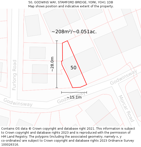 50, GODWINS WAY, STAMFORD BRIDGE, YORK, YO41 1DB: Plot and title map