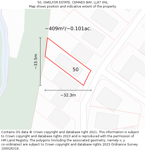 50, GWELFOR ESTATE, CEMAES BAY, LL67 0NL: Plot and title map