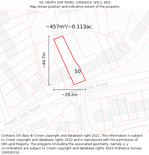 50, HEATH GAP ROAD, CANNOCK, WS11 6DS: Plot and title map