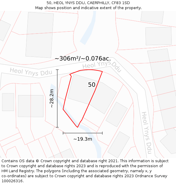 50, HEOL YNYS DDU, CAERPHILLY, CF83 1SD: Plot and title map