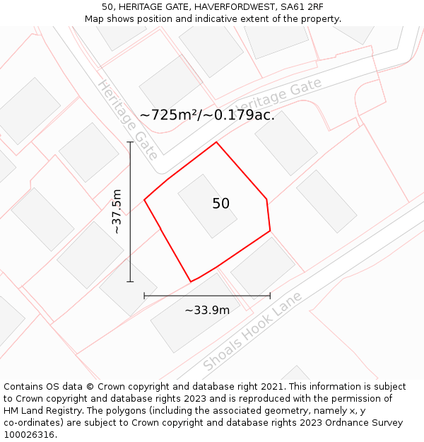 50, HERITAGE GATE, HAVERFORDWEST, SA61 2RF: Plot and title map