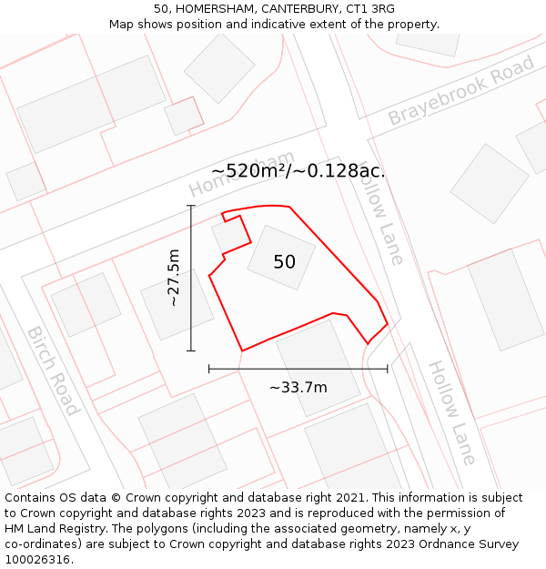 50, HOMERSHAM, CANTERBURY, CT1 3RG: Plot and title map