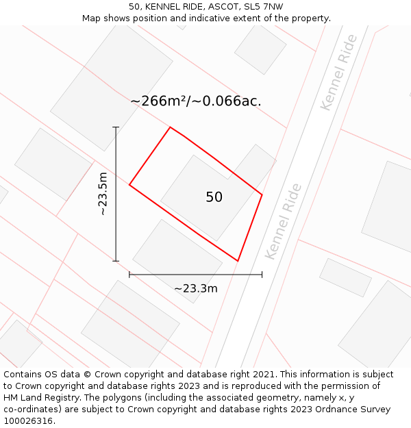 50, KENNEL RIDE, ASCOT, SL5 7NW: Plot and title map